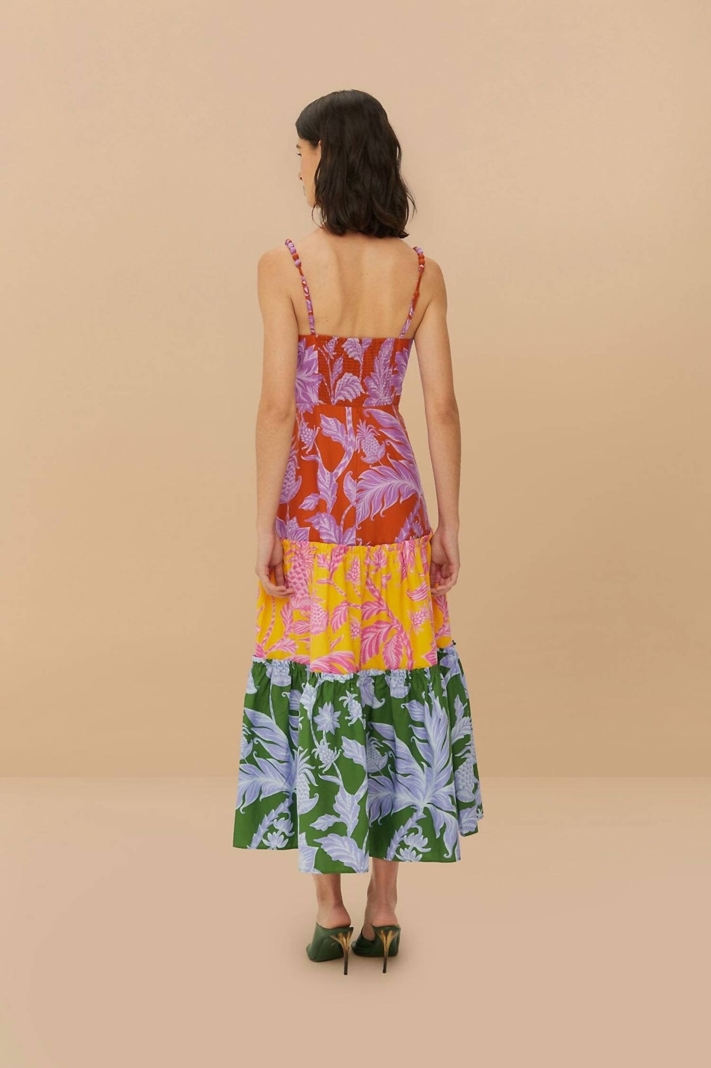 Farm Rio - Mixed Tropical Swing Sleeveless Midi Dress