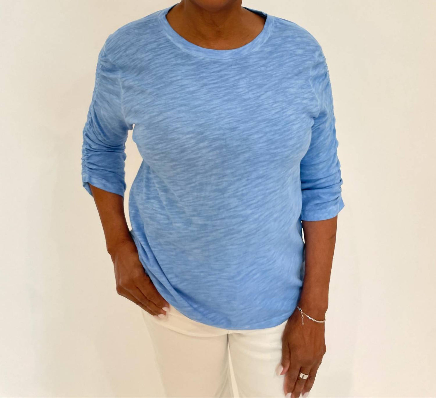 Elliott Lauren - Hannah Crew Neck Ruched Sleeve Tee