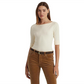 Ralph Lauren Women's Cotton Blend Boatneck Top Brown Size Large