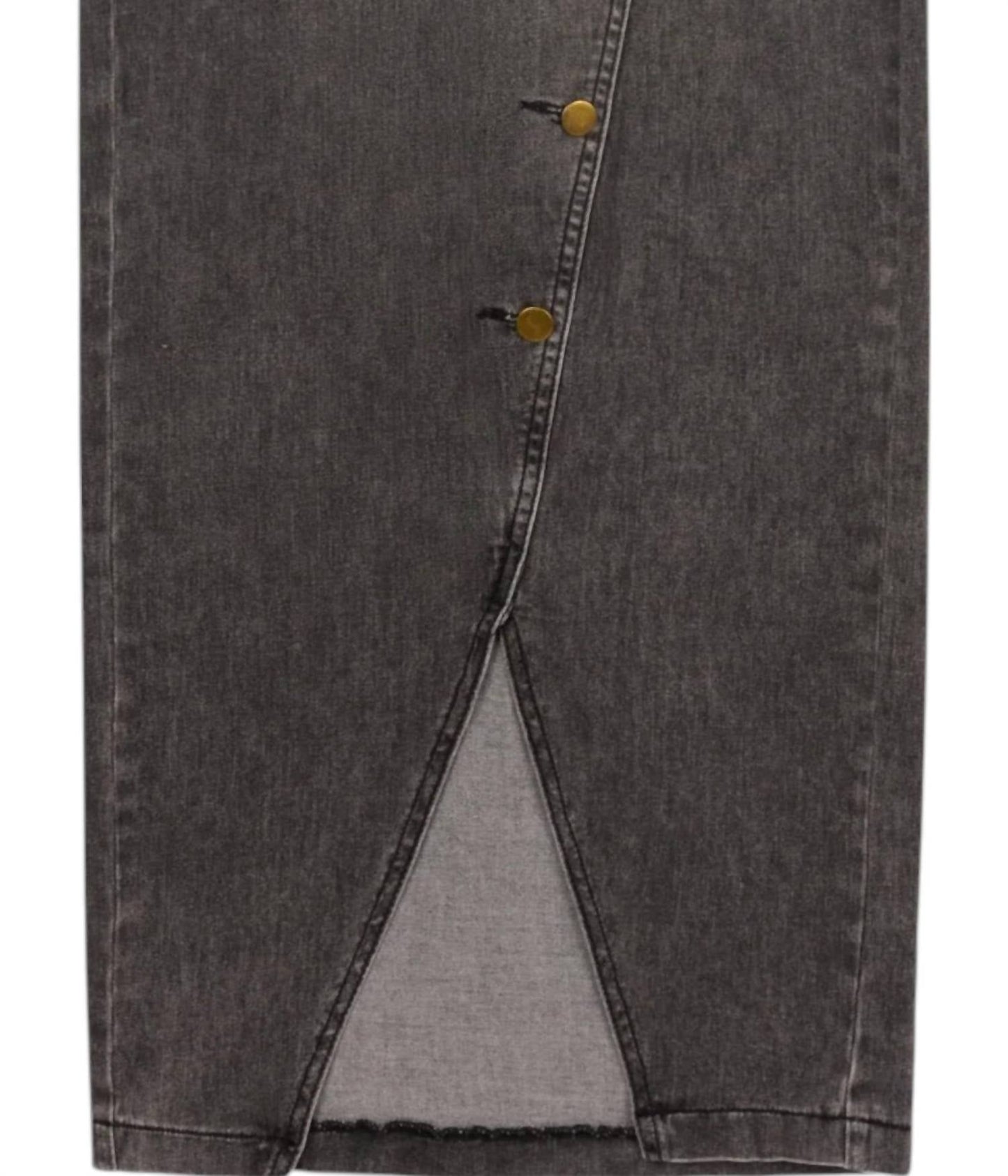 Recollection Brand - Women's Button Front Stretch Denim Midi Skirt