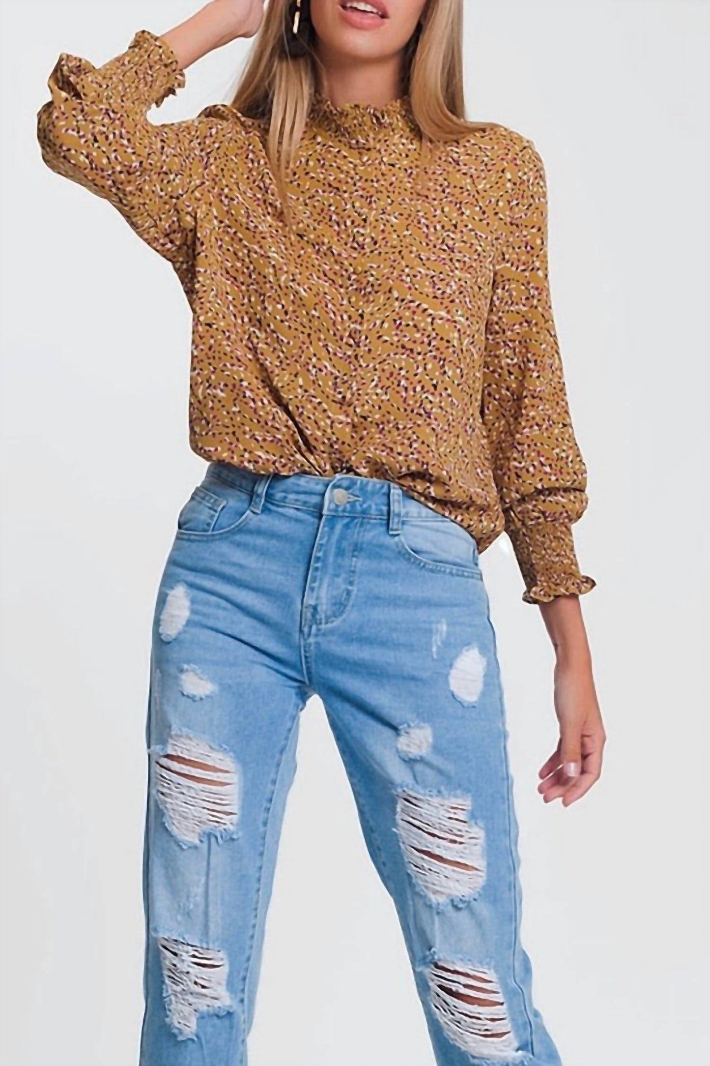 124 Voltaire - Silky Mock Neck Top