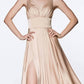 Ladivine - Long Satin A-line Dress With Slit