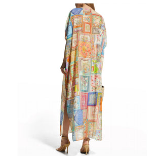 Johnny Was - Bella Cape Sleeve Lace Up Maxi Kaftan Dress