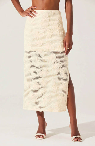 Astr - Sol Textured Floral Knit Midi Skirt