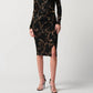 Joseph Ribkoff - Baroque Foiled Silky Knit Sheath Dress With Ornament