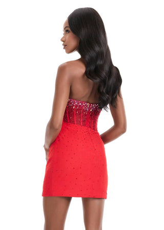 Ashleylauren - Strapless Beaded Mini Dress