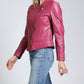 11 Uptown - Collarless Lamb Leather Zip Up Jacket