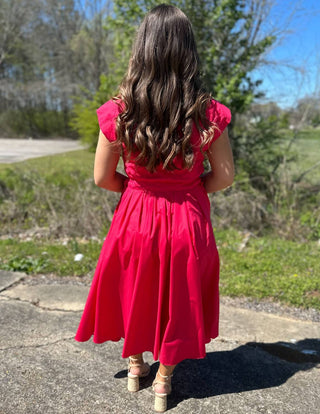 Entro - Tongue Tied Cap Sleeve Midi Dress