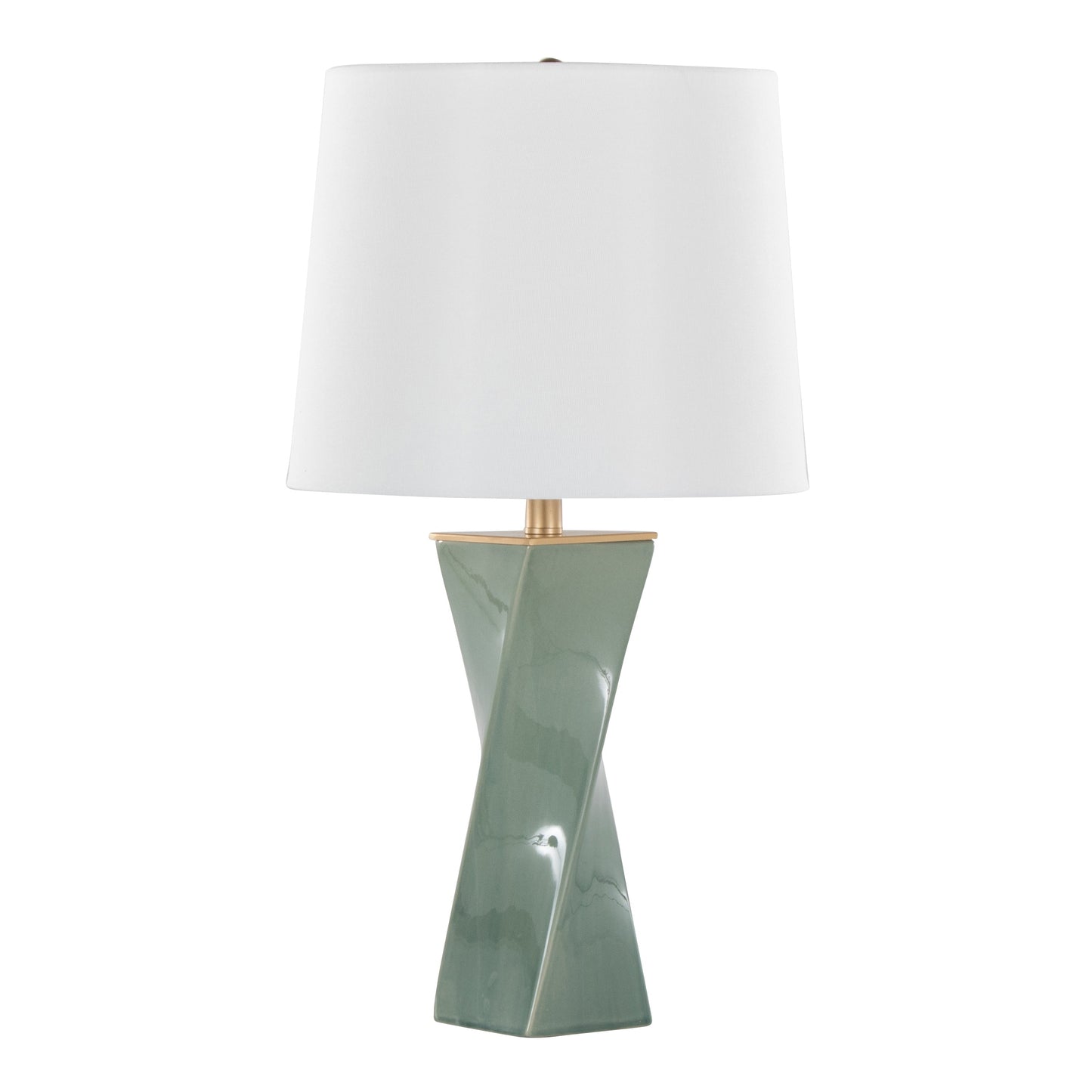 Curvo Square Contemporary 27" Ceramic Table Lamp in Sage Green