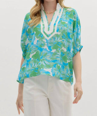Entro - Floral Caftan Contrasted Top