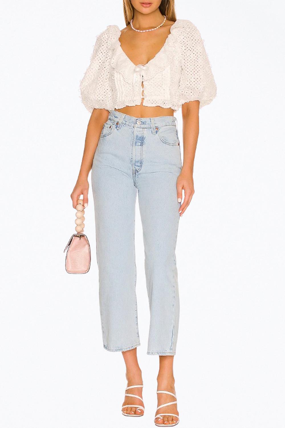 For Love & Lemons - CASSIE EYELET CROP TOP