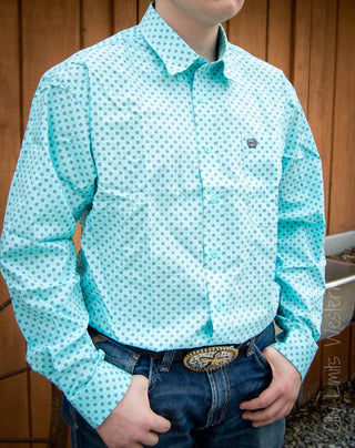 Cinch - Men's Long Sleeve Square Print Button Down