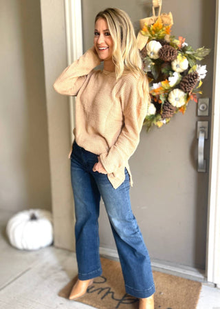 Lovesoft - Long Sleeve Waffle Knit Sweater