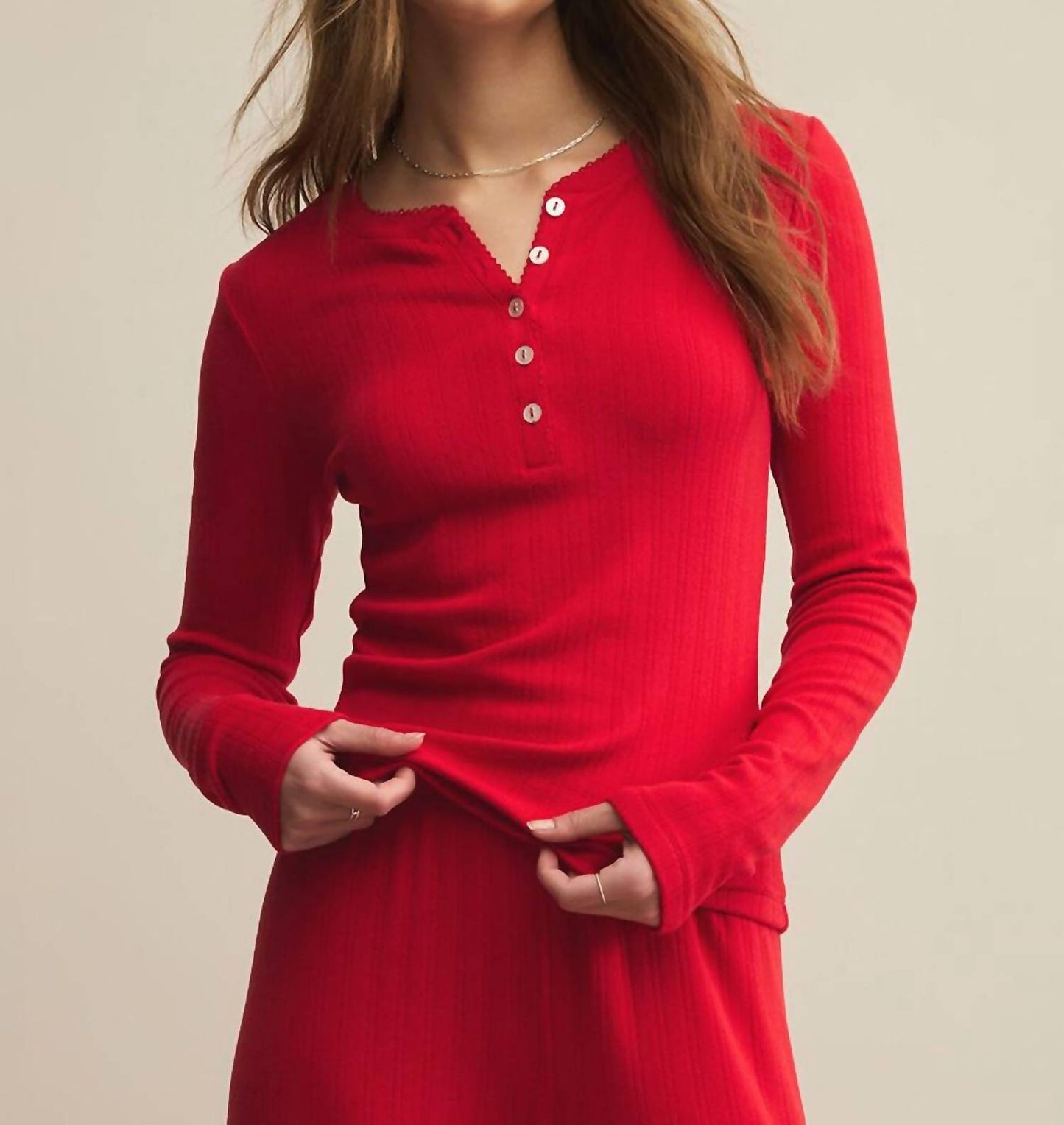 Z Supply - Holly Pointelle Long Sleeve Top
