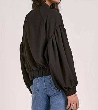 Elan - Women's Balloon Sleeve Bomber Jacket