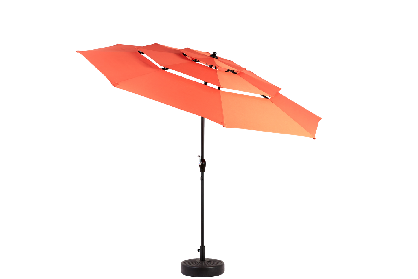 Aluminium 10ft 3-Tier Auto-Tilt Outdoor Patio Umbrella - Orange