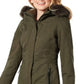 Free Country Women's Parka Coat With Attached Faux Fur Hood Green Size Medium