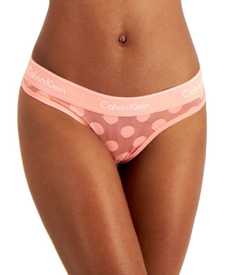 Calvin Klein Women's Dot Mesh Thong Underwear Pink Size Small