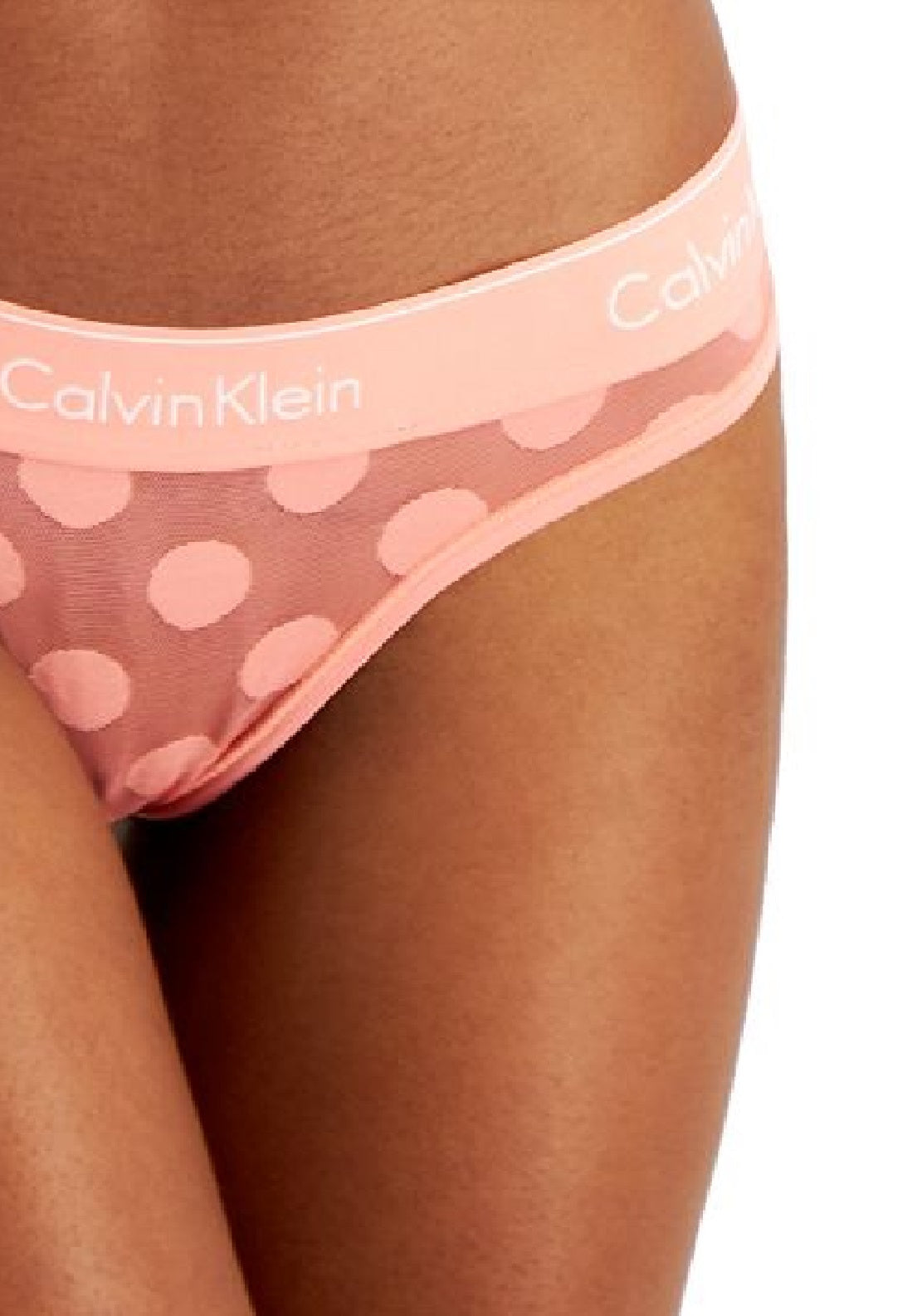 Calvin Klein Women's Dot Mesh Thong Underwear Pink Size Small