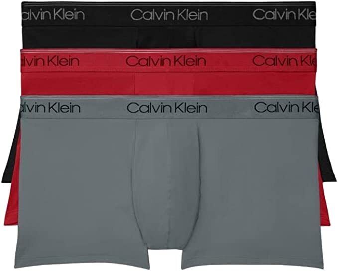 Calvin Klein Men's 3 Pack Microfiber Stretch Low Rise Trunks Black Size Medium