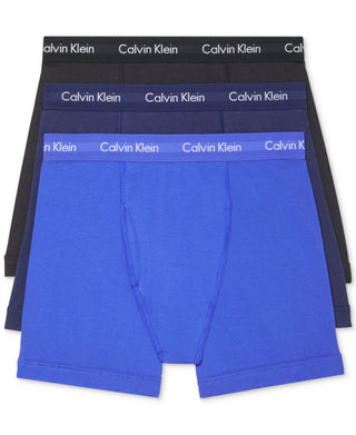 Calvin Klein Men's 3 Pack Stretch Cotton Boxer Briefs Blue Size Medium
