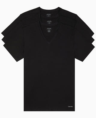 Calvin Klein Men's Big Cotton Classics V Neck 3 Pack Black Size 3X