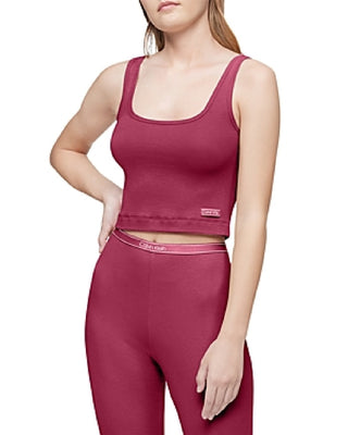 Calvin Klein Women's Pure Ribbed Cropped Tank Red Size Large