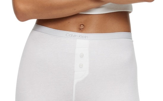 Calvin Klein Women's Pure Ribbed Boyshort Boxers White Size X-Large