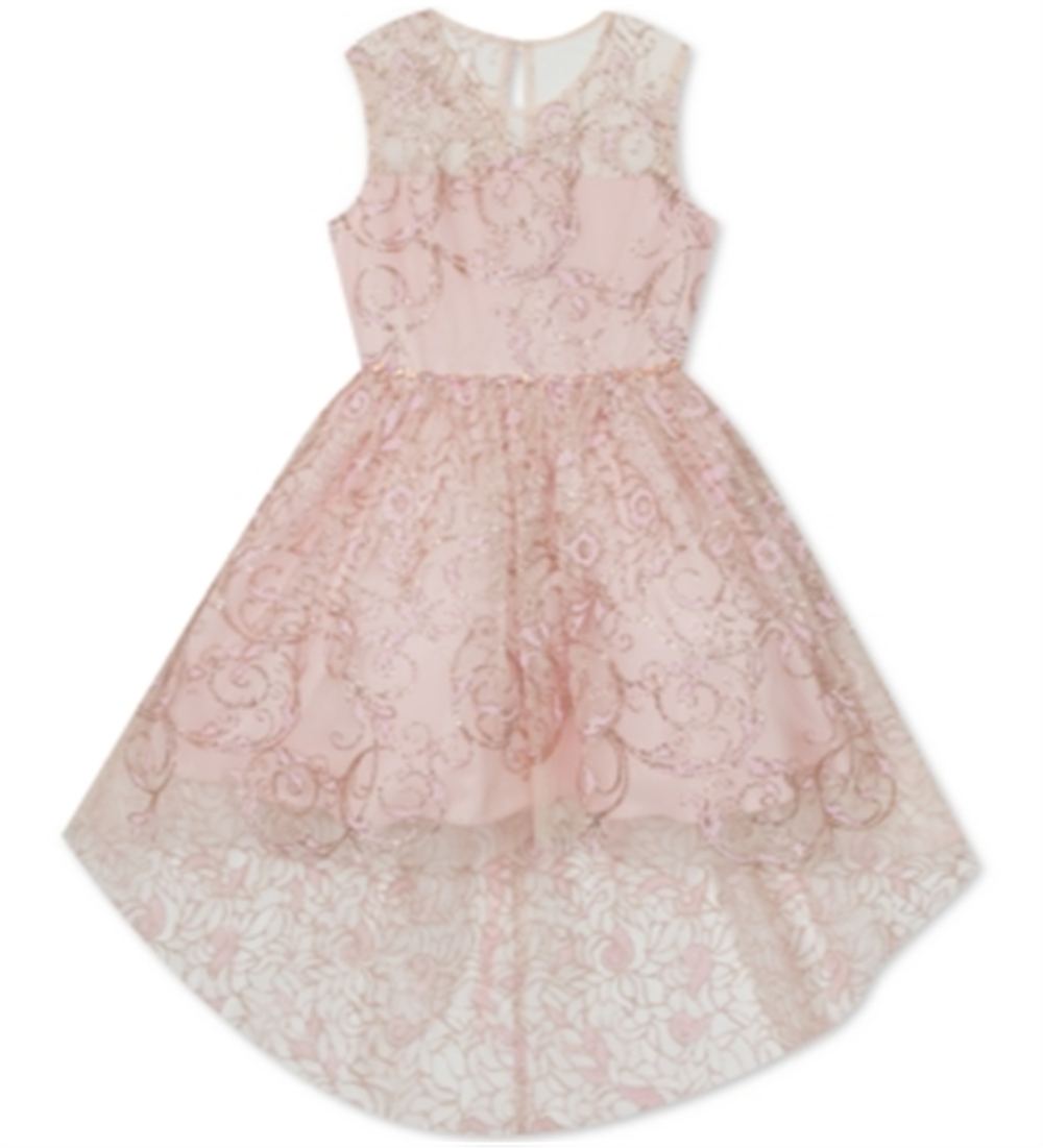 Rare Editions Big Girl's Glitter High Low Dress Pink Size 8