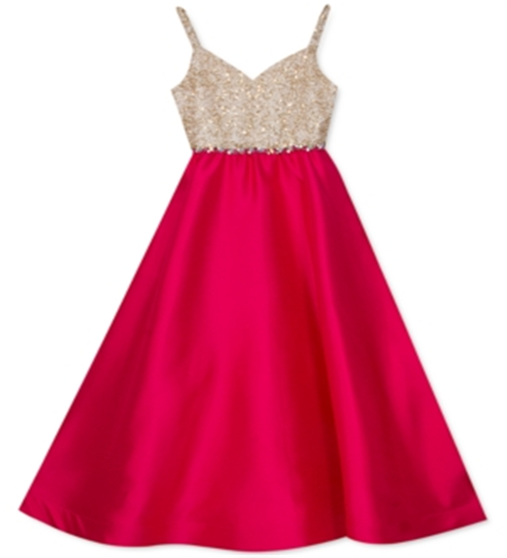 Rare Editions Big Girl's Embellished Metallic & Satin Dress Pink Size 10