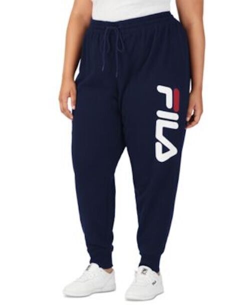 Fila Men's Plus Stand Graphic Drawstring Waist Jogger Pants Blue Size 3X