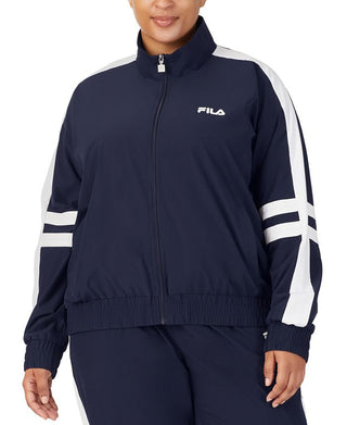 Fila Women's Jovia Zip Front Logo Track Jacket Blue Size 3X