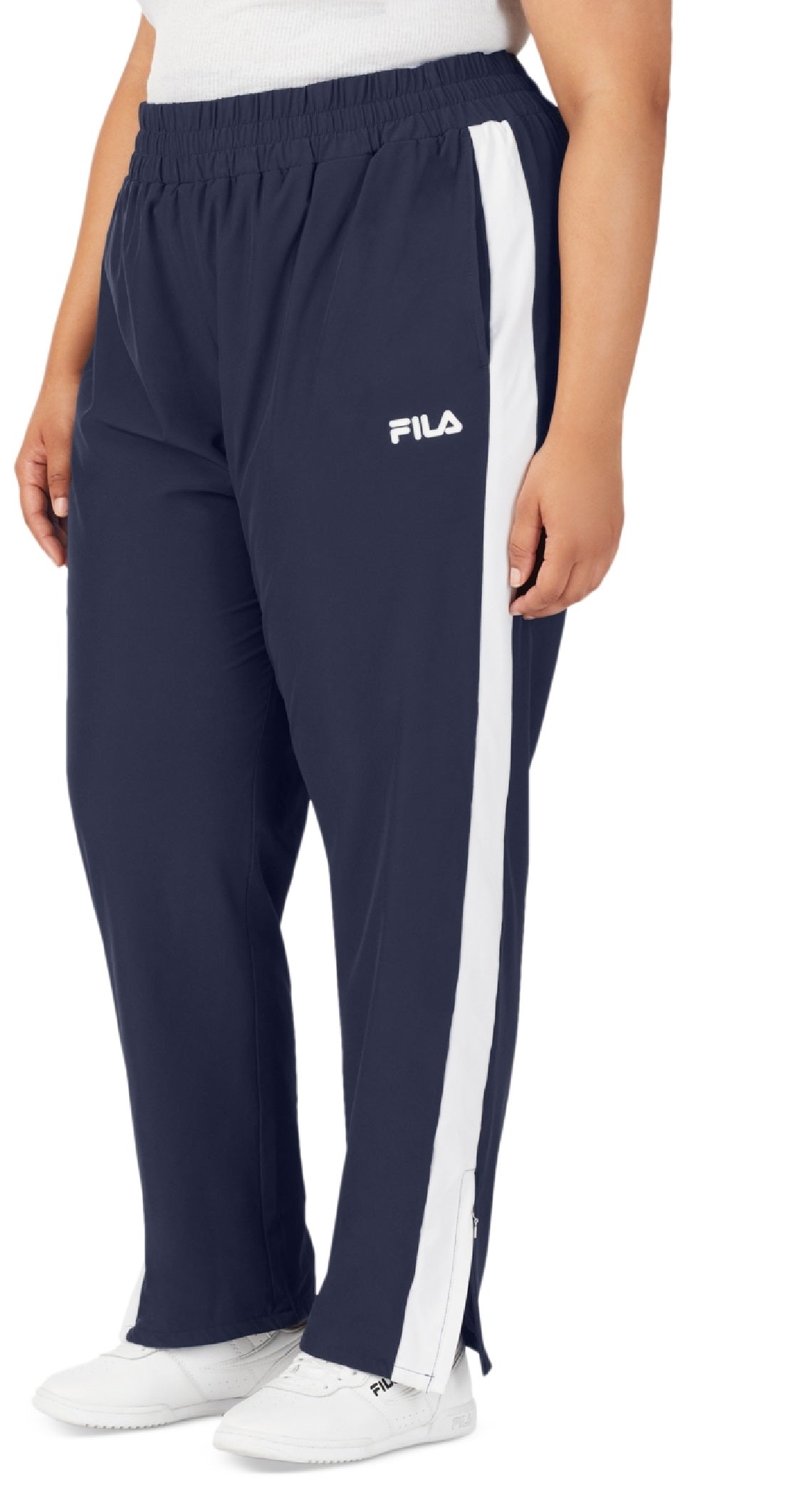Fila Women's Jovia Mid Rise Contrast Trim Track Pants Blue Size 2X