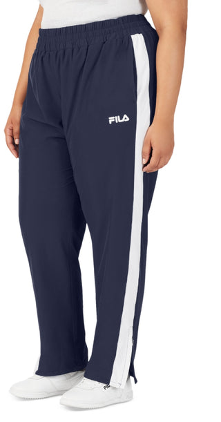 Fila Women's Jovia Mid Rise Contrast Trim Track Pants Blue Size 2X