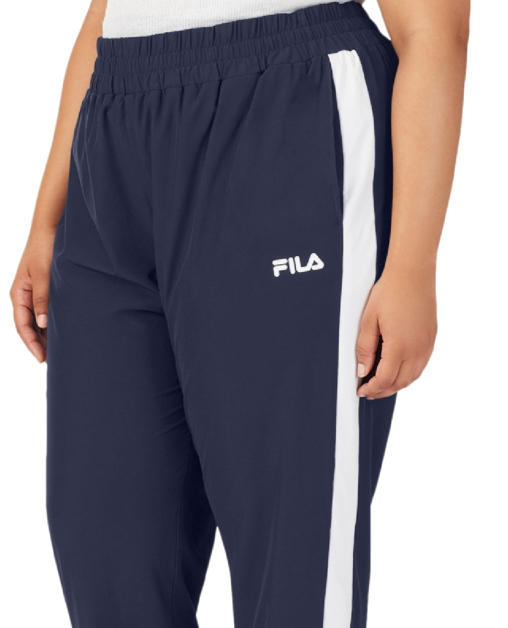 Fila Women's Jovia Mid Rise Contrast Trim Track Pants Blue Size 2X