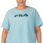 Fila Women's Thea Cotton Logo Short Sleeve T-Shirt Blue Size 1X