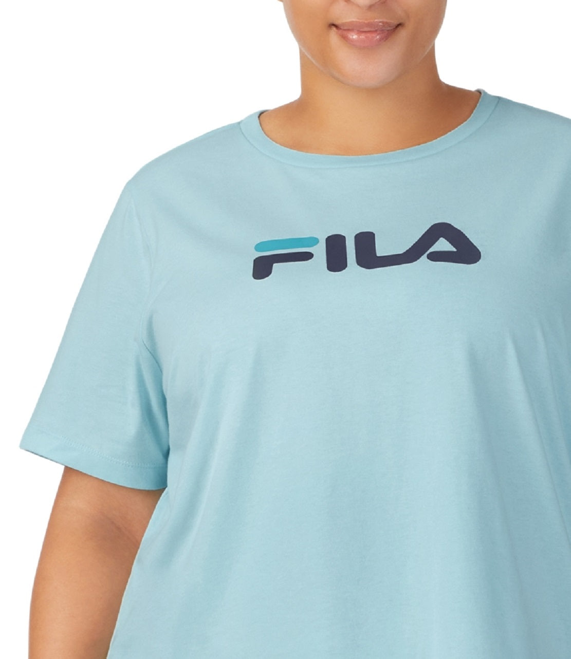 Fila Women's Thea Cotton Logo Short Sleeve T-Shirt Blue Size 2X
