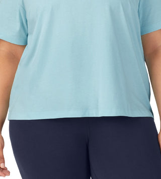 Fila Women's Thea Cotton Logo Short Sleeve T-Shirt Blue Size 2X