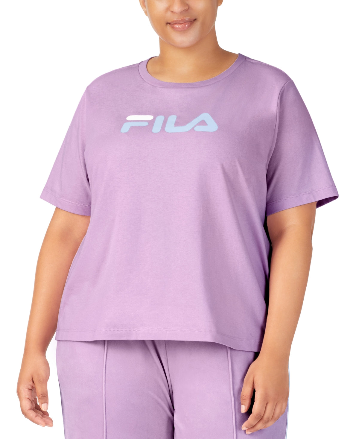Fila Women's Thea Cotton Logo Short Sleeve T-Shirt Purple Size 3X