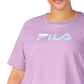Fila Women's Thea Cotton Logo Short Sleeve T-Shirt Purple Size 3X