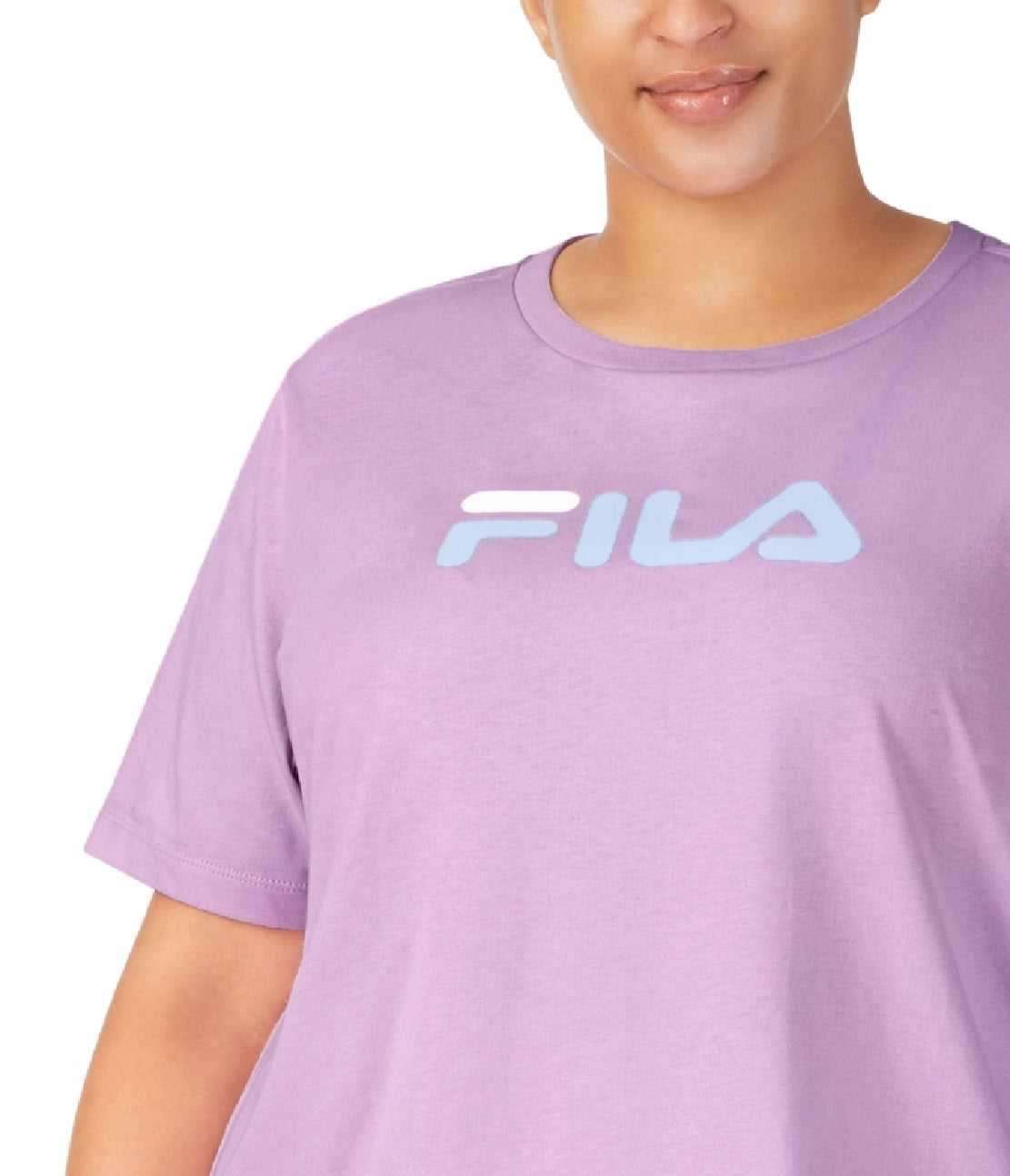 Fila Women's Thea Cotton Logo Short Sleeve T-Shirt Purple Size 3X