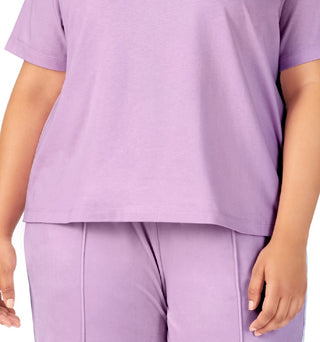 Fila Women's Thea Cotton Logo Short Sleeve T-Shirt Purple Size 3X