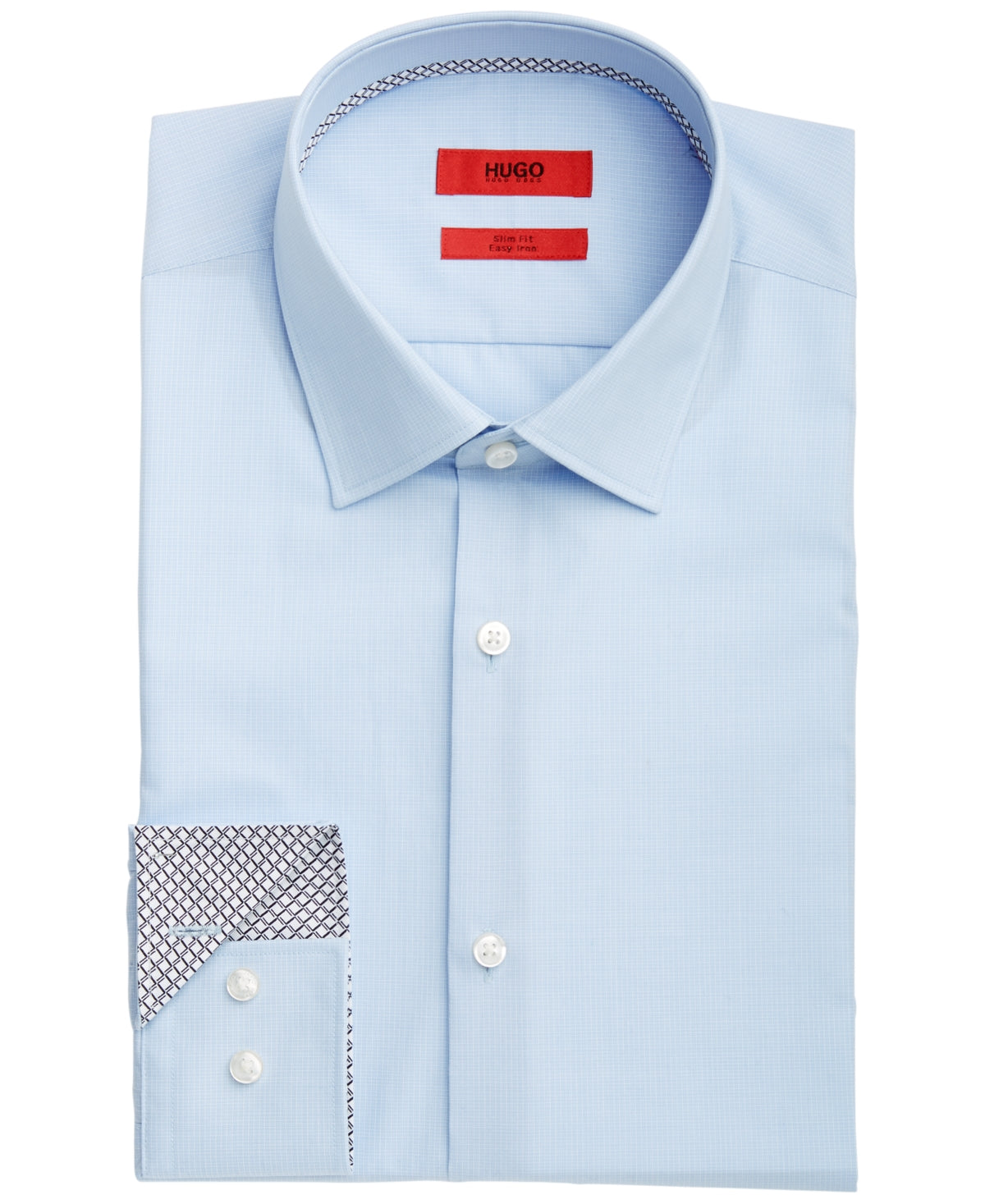 Hugo Boss Men's Koey Slim Fit Mini Check Dress Shirt Blue Size 16.5X32X33