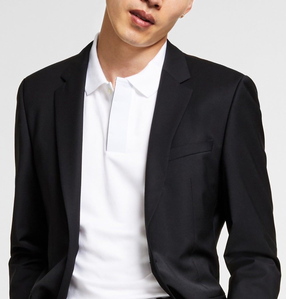 Hugo Boss Men's Slim Fit Superflex Stretch Solid Suit Jacket Black Size 40