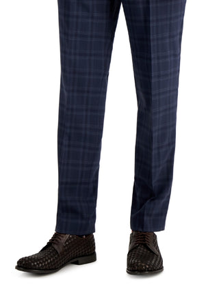 Hugo Boss Men's Slim Fit Plaid Wool Suit Pants Blue Size 34