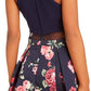 B Darlin Women's Floral Sleeveless Halter Short Party Fit Flare Dress Blue Size 11-12