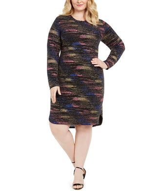 B Darlin Women's Plus All Over Disco Metallic Cocktail Dress Black Size 18W