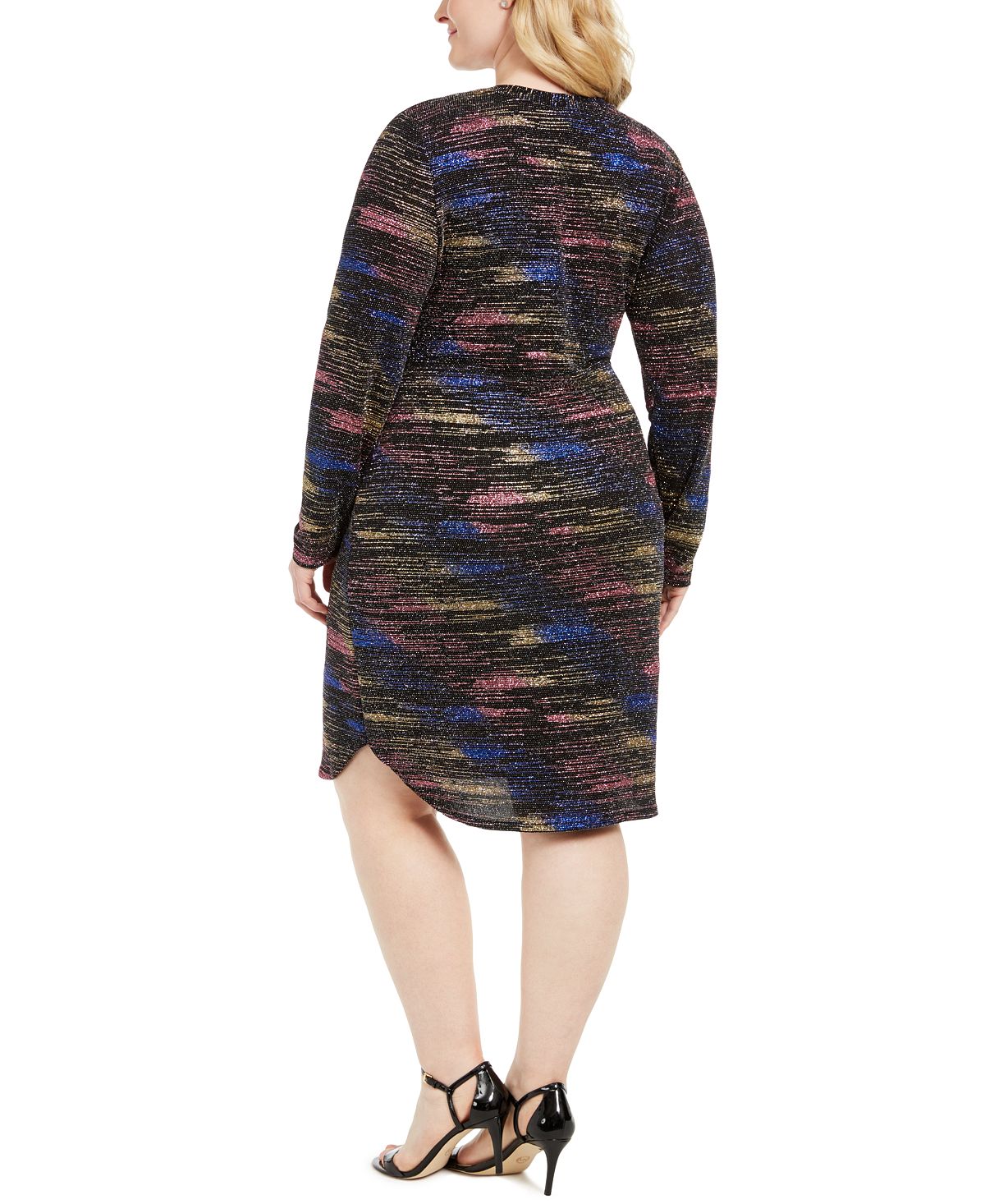 B Darlin Women's Plus All Over Disco Metallic Cocktail Dress Black Size 18W