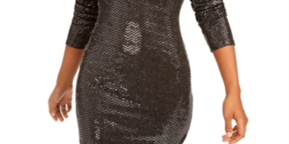 B Darlin Women's Sequined Long Sleeves Party Dress Gray Size Small