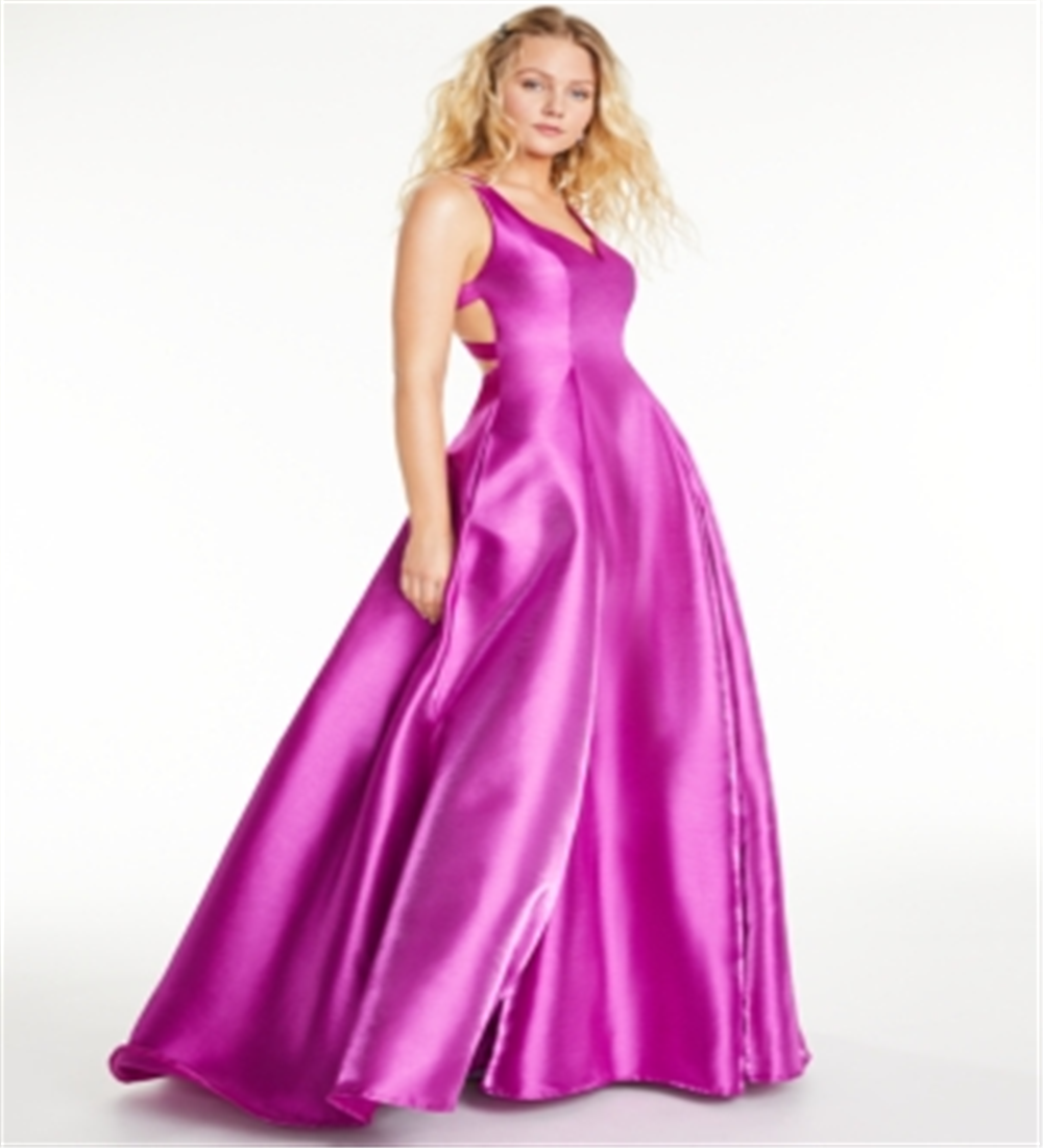 B.Darlin Women's Shine Cage Back Ball Gown Pink Size 9-10